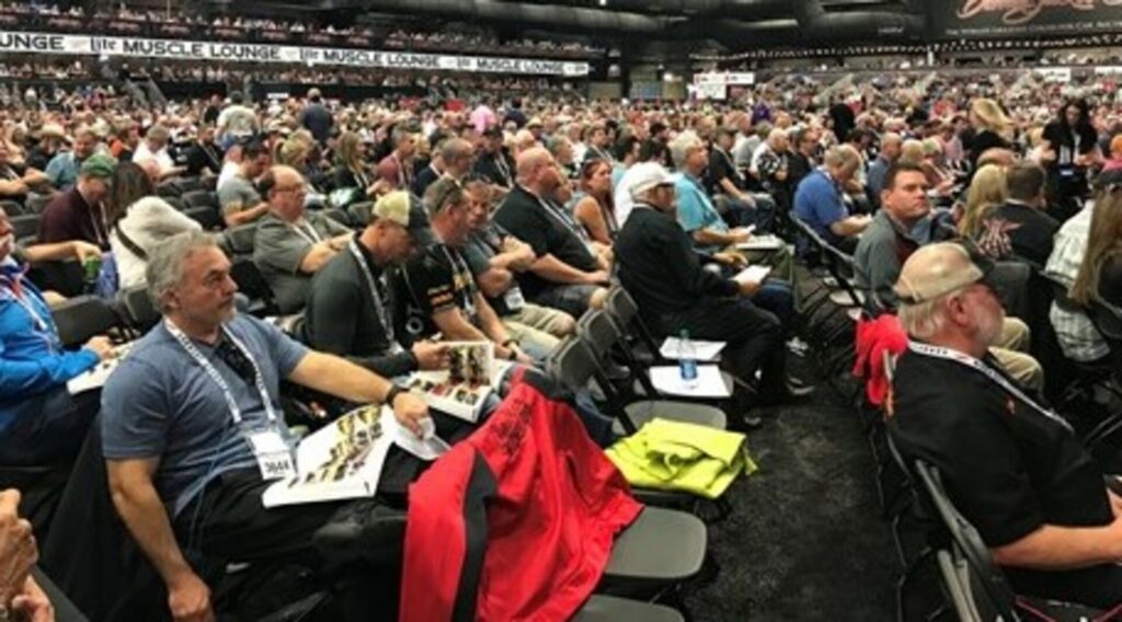 People at Barrett Jackson classic car auction