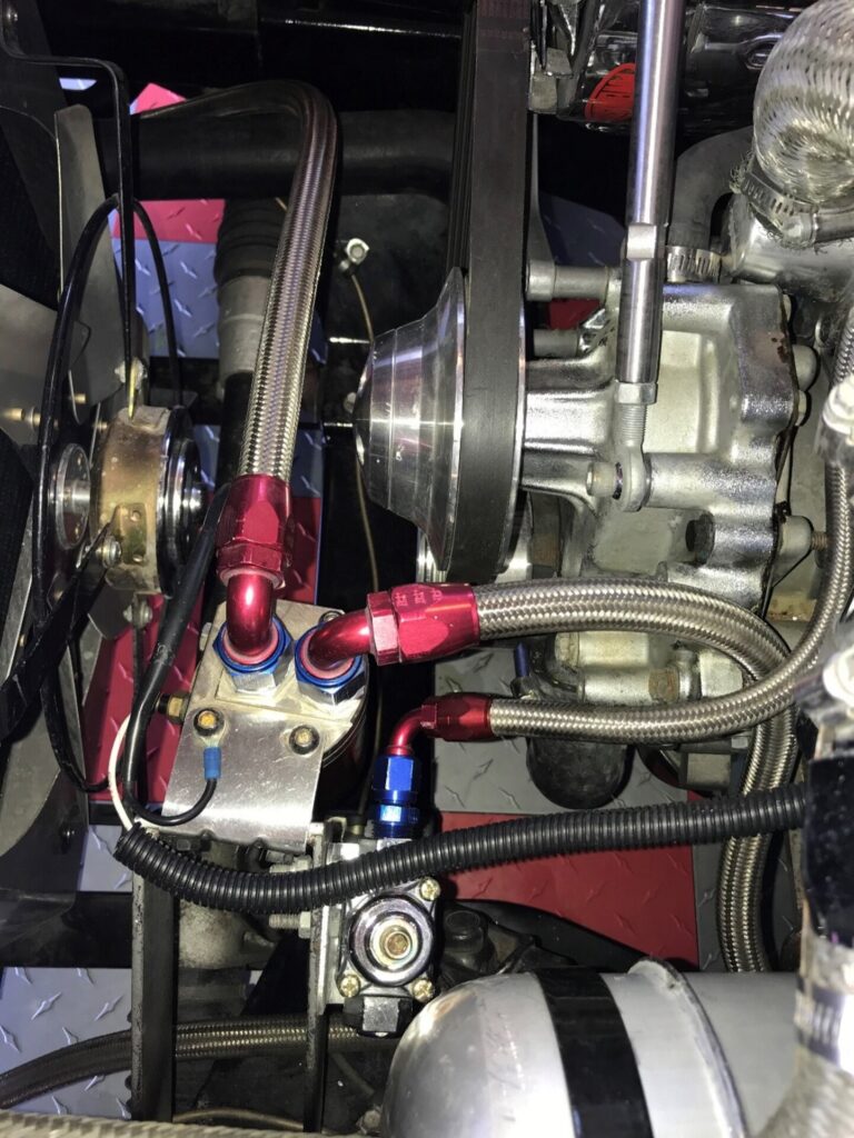 example of teele braided hose on engine