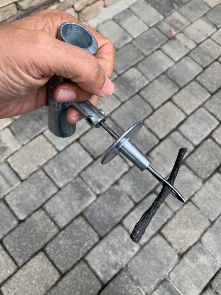 Put plug in tire repair tool