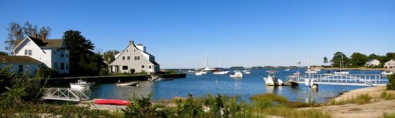 Connecticut harbor with boats and dock