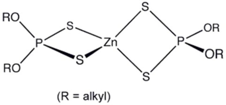 A diagram of the chemical makeup of oil with Zinc