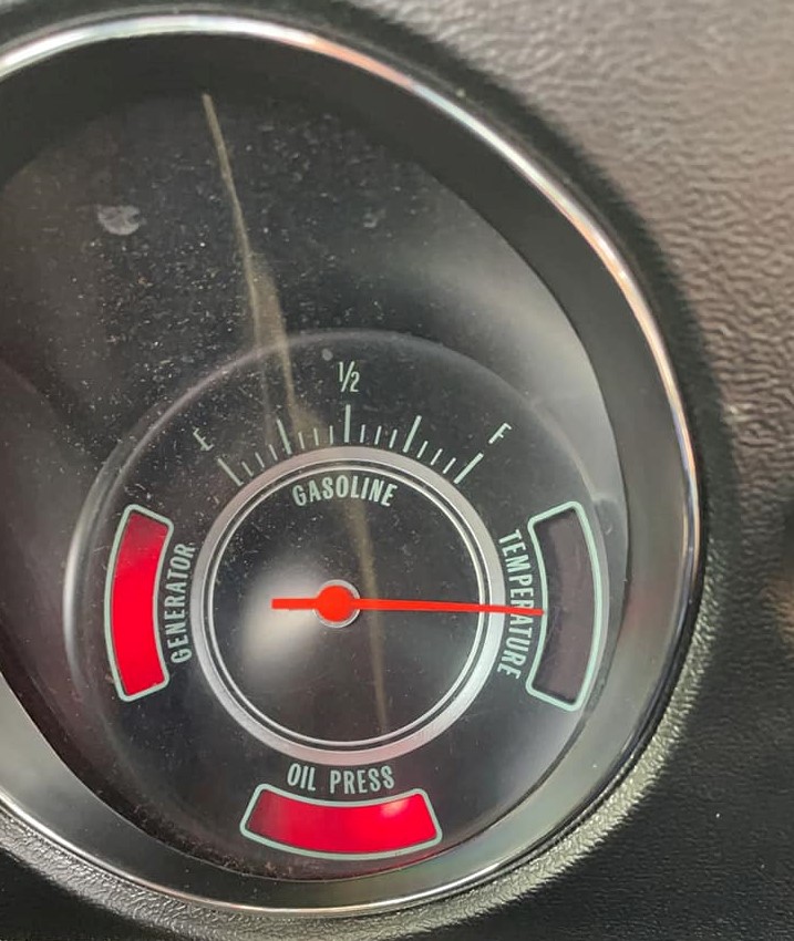 Chevelle dash clock with warning lights