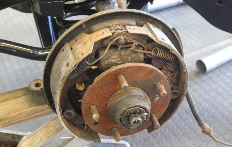 Front drum brakes on a Chevrolet
