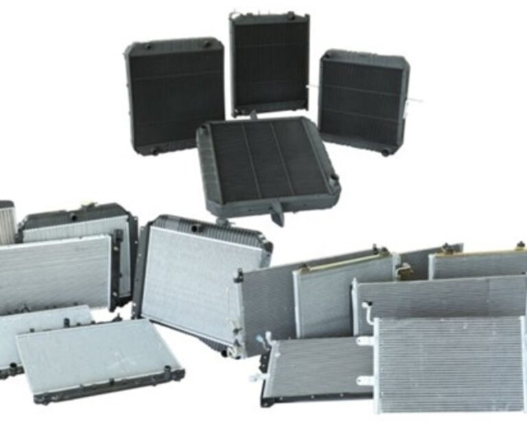 A variety of aluminum and brass car cooling radiators