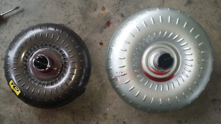 side by side comparing large and small diameter torque converters