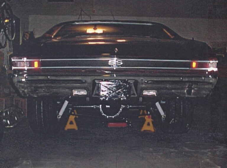 A 1968 Chevelle on floor jacks