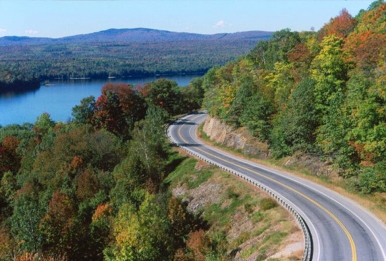Winding road thru the Acadia National Forest in Maine