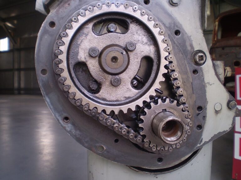 Timing chain installed on a car engine
