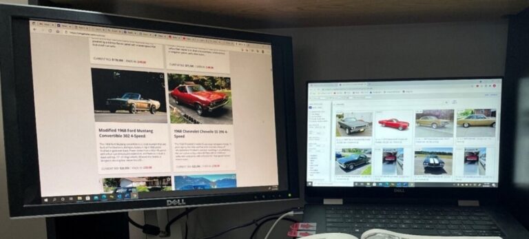 Car research on computer screens