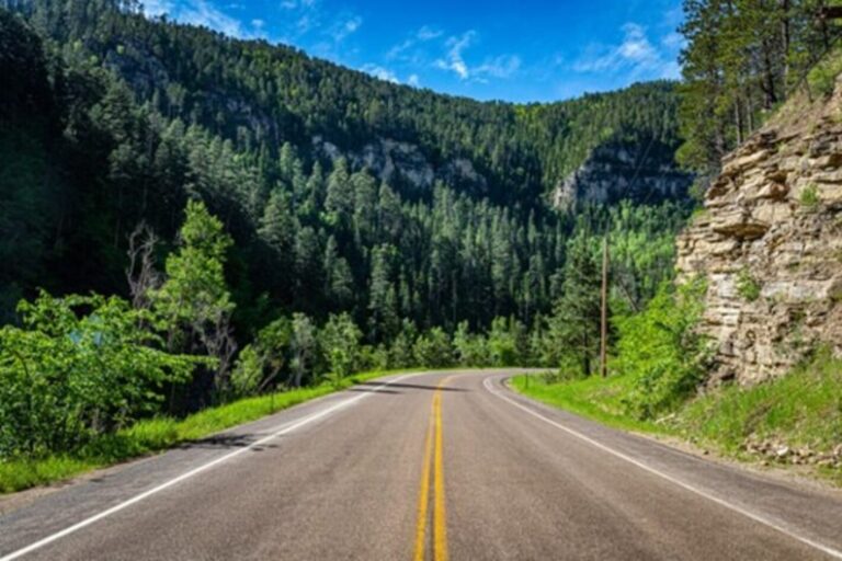 Scenic road thru the mountains of Spearfish Canyon South Dakota