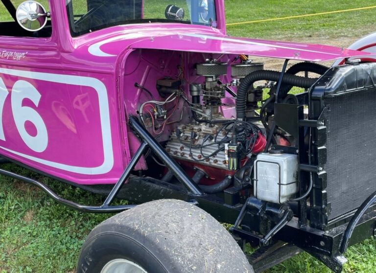 Ford 3 window coupe race car with Ford Flat Head engine