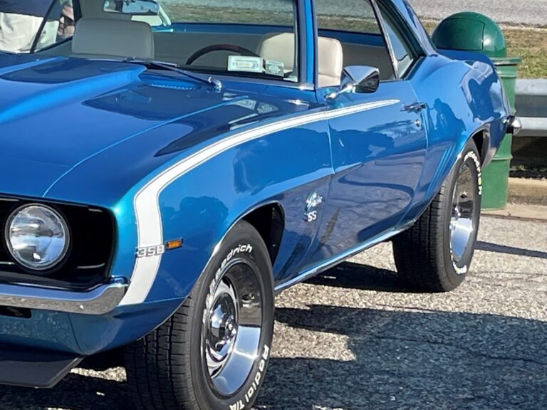 69 Chevy Camaro in blue with white stripe