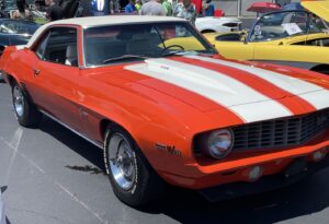 Hugger orange 69 Chevy Camaro Z28