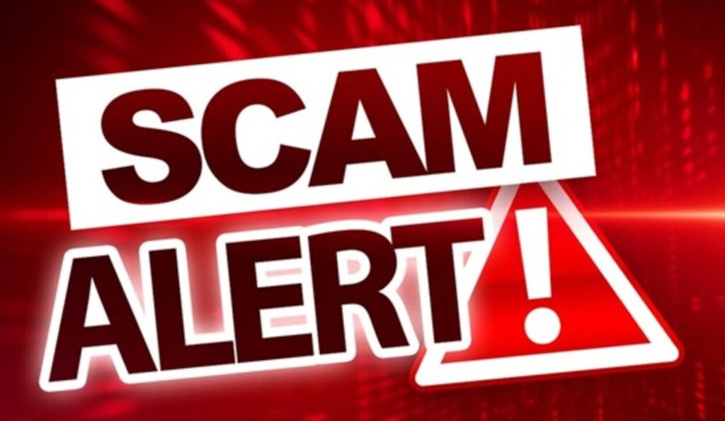 An online car parts scam warning sign that says Scam Alert !