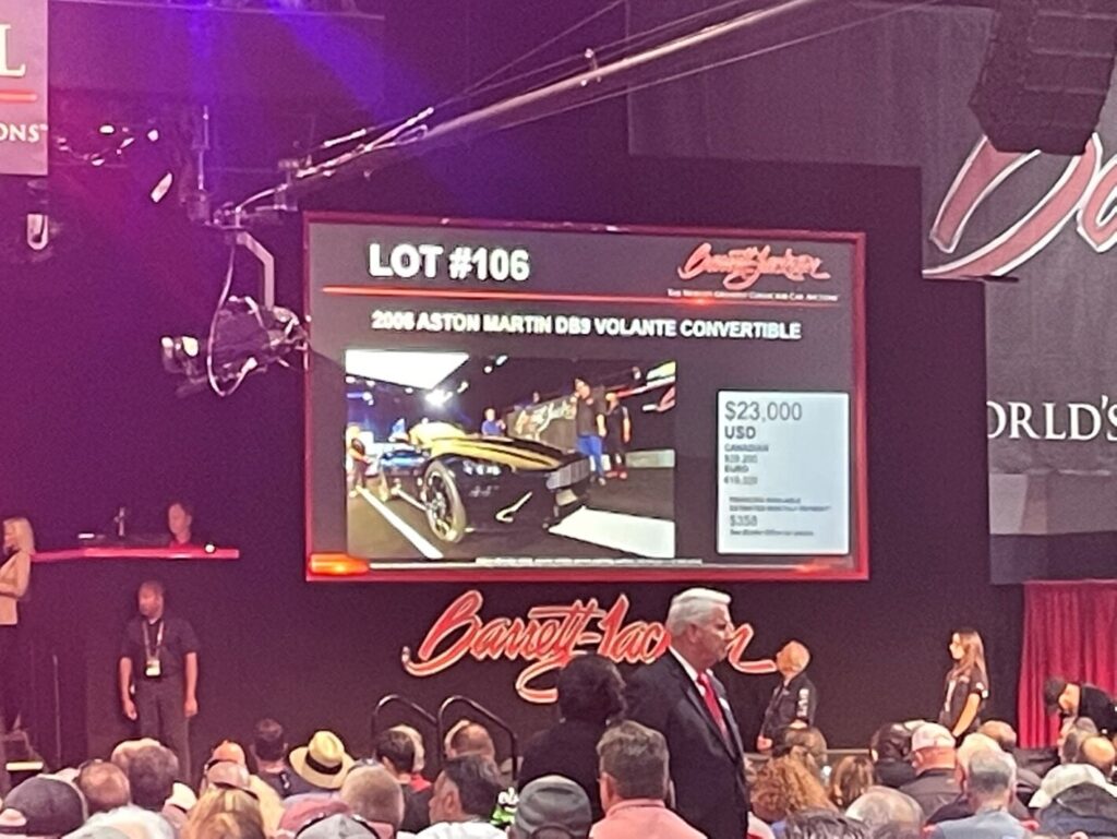 A stage scene at Barrett Jackson classic car auctions