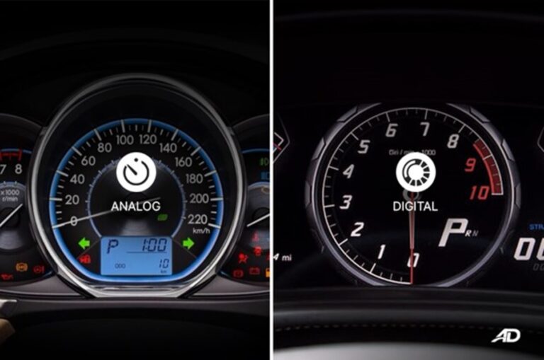 Side by side comparison of analog vs digital gauges