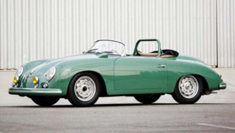 A greeen 1958 Porsche 356A owner by Jerry Seinfeld and subject of a lawsuit claiming a counterfeit scams
