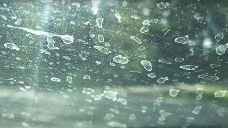 Water spots and streaking on a car windshield