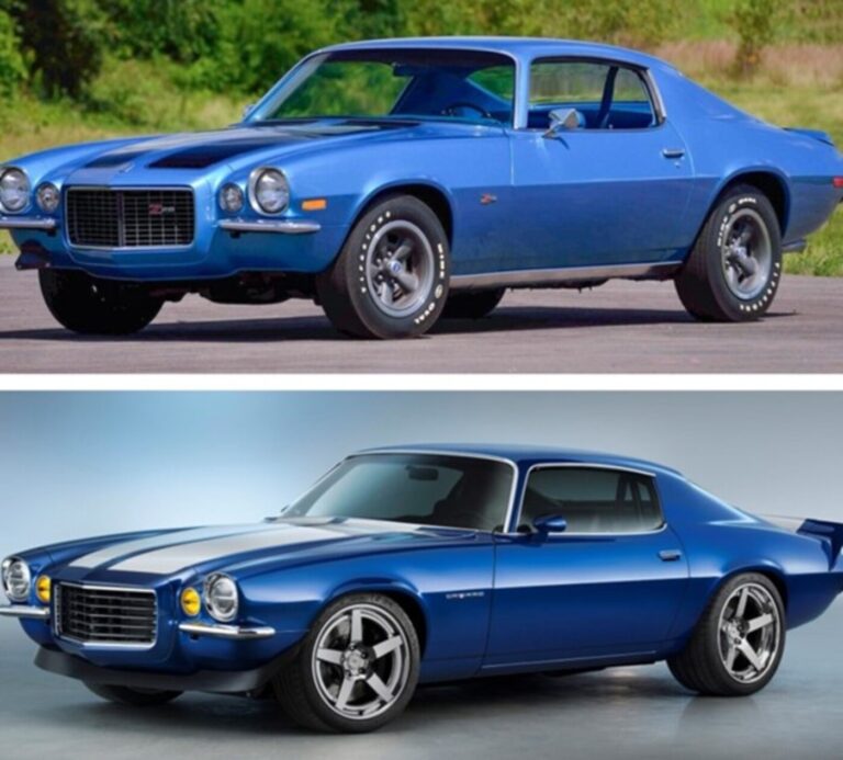 2 blue 1970 Chevy Camaros comparing a stock vs modified showing what to know before starting a car restoration