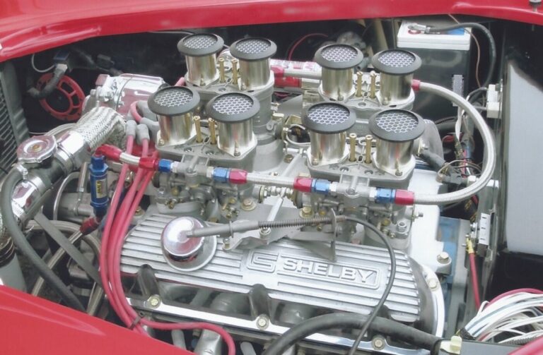 A Ford small block with Weber down draft carburetors making over 400 car engine horsrepower