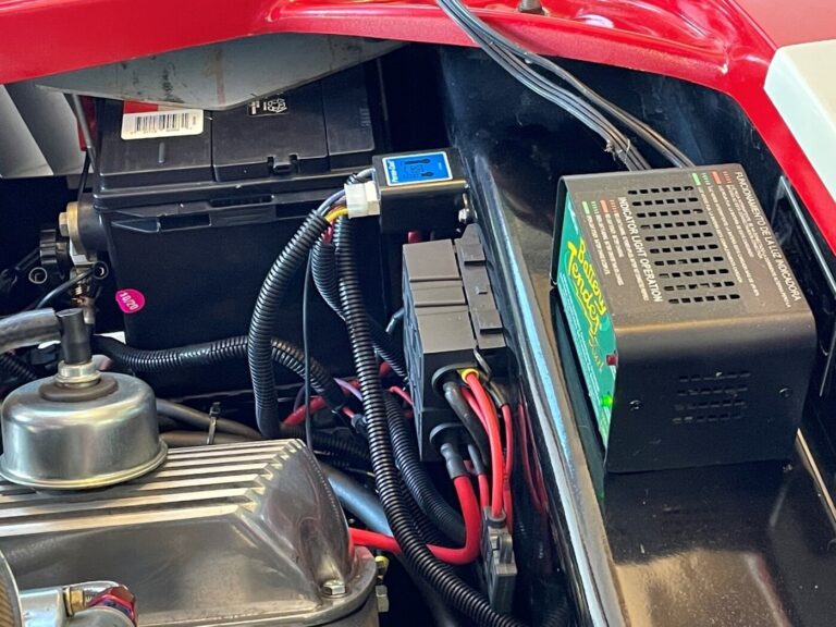 Maintaining a classic car engine battery with a trickle charger