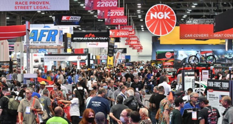 A view of the crowds inside a SEMA event in one of the best cities of Las Vegas Nevada