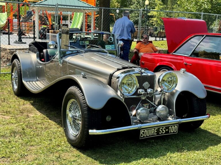 The future of classic is reproductions with kit cars like this silver Squire SS-100